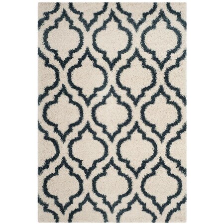 Flowers First 5 ft. 1 in. x 7 ft. 6 in. Hudson Shag Power Loomed Rug, Ivory & Slate Blue - Medium Rectangle FL1909633